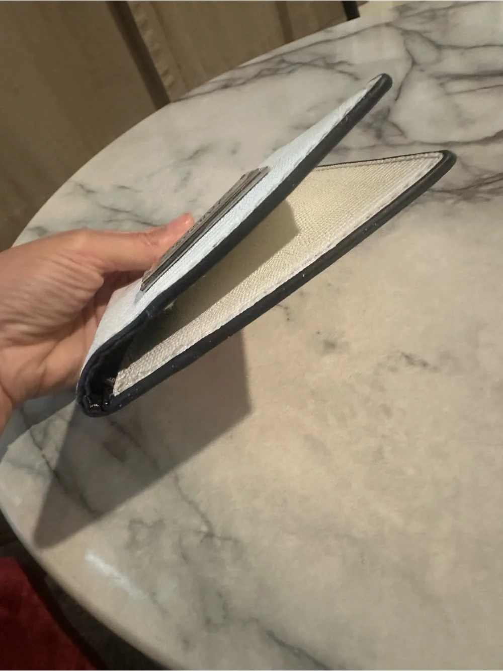 Victoria's Secret White Textured Passport Wallet with Metal Logo